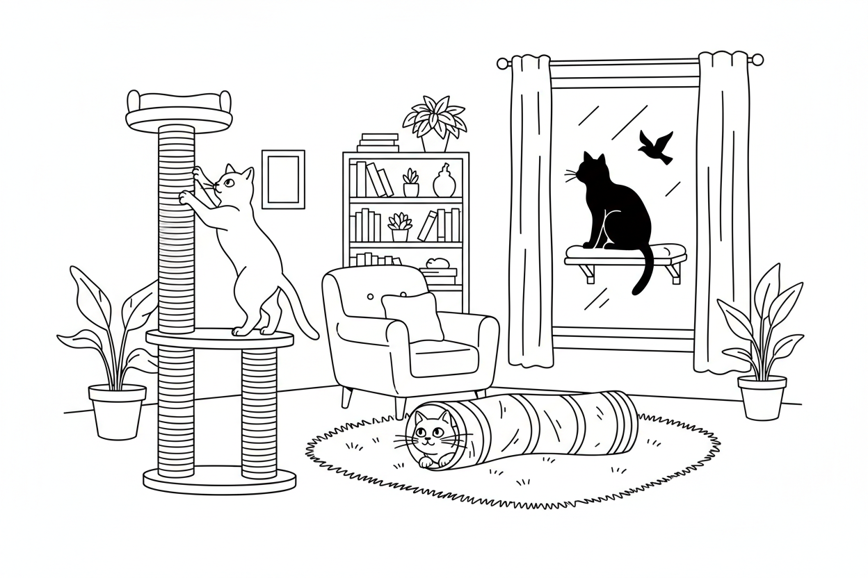 Cat Enrichment at Home: Scratching Posts, Tunnels & Window Perches