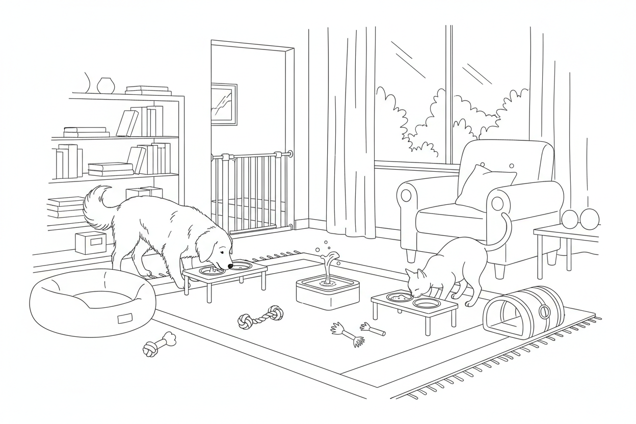 Multi-Pet Household Tips: Feeding Stations, Barriers & Harmony Gear
