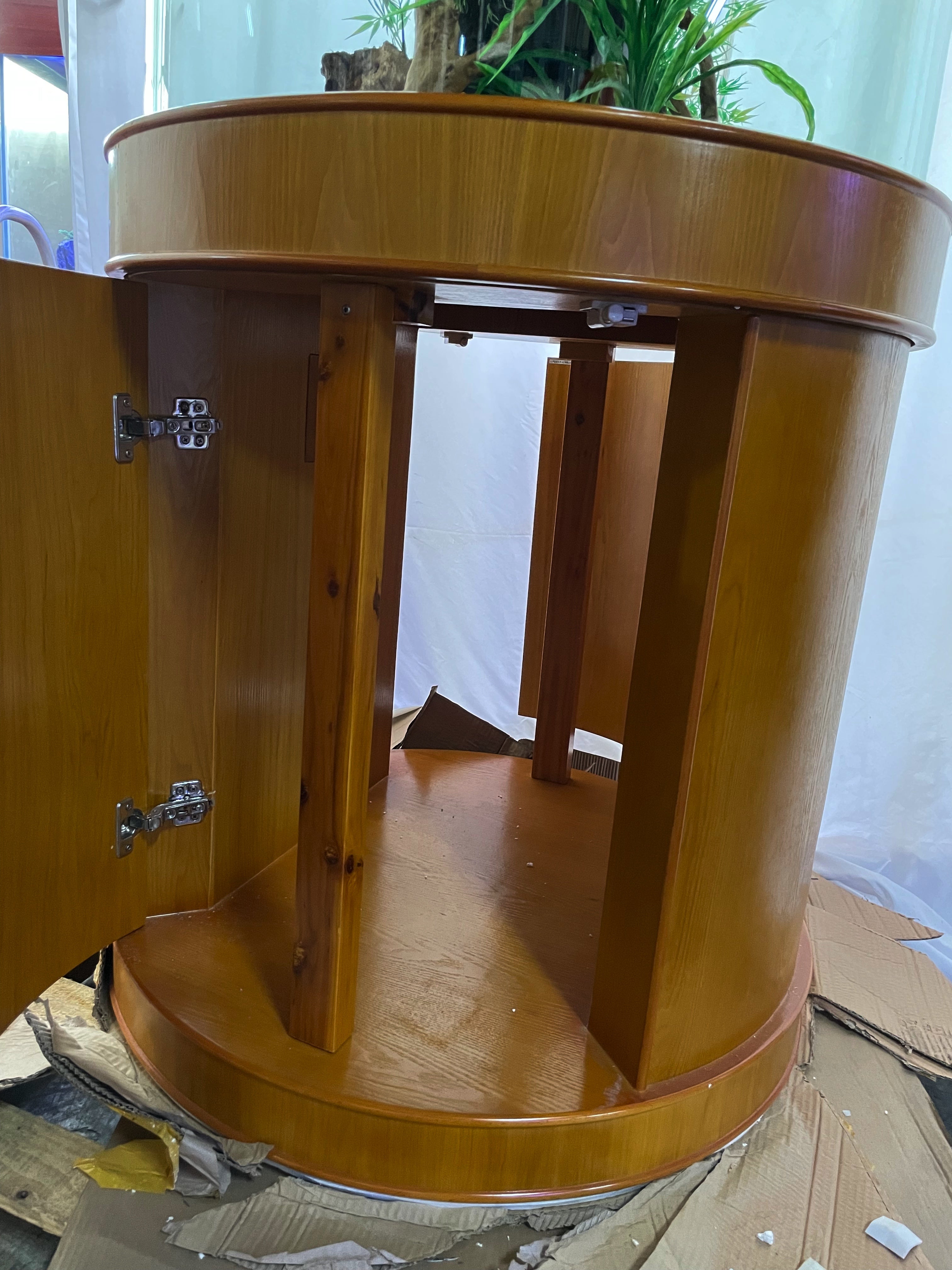 100 Gallon GLASS Cylinder Round Aquarium Reef Ready with Premium Cherry Wood Furniture