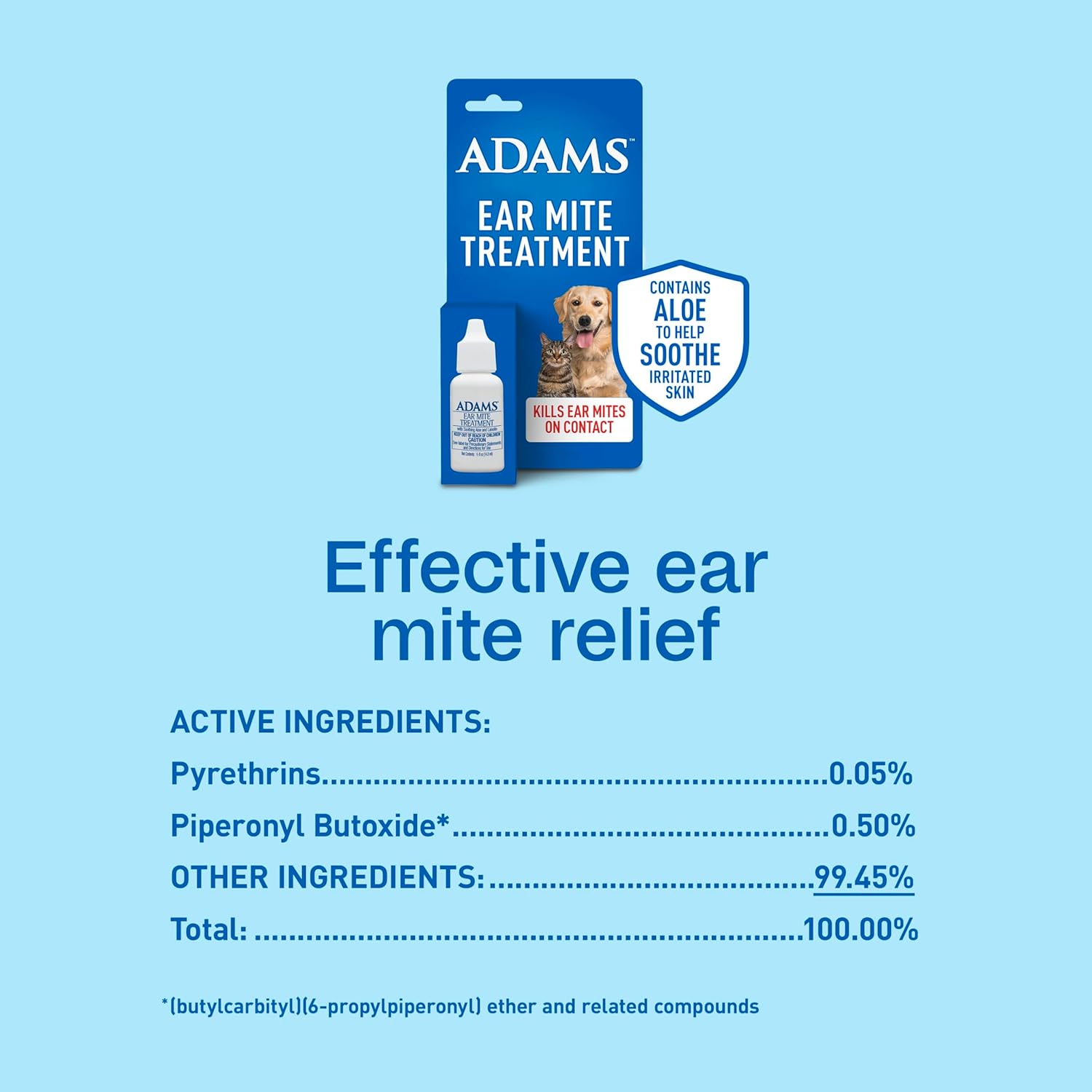 Adams Ear Mite Treatment for Dogs & Cats 0.5oz Kills Mites Fast Soothes Pet Ear 3PCK