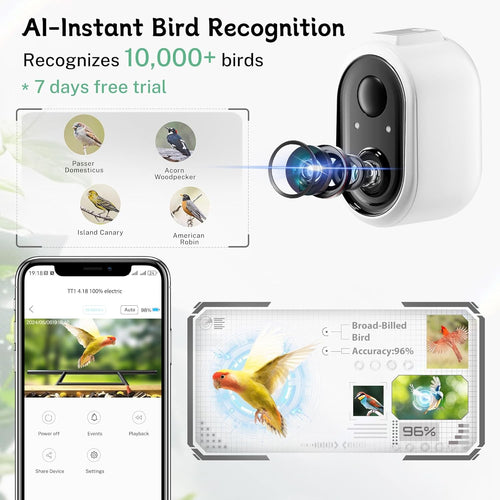 Bird Feeder Camera WiFi Smart AI Motion Detection 1080P 1.5L