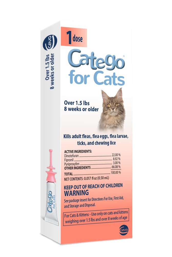 Catego Flea & Tick Spot Treatment for Cats 1.5+ lb Single Dose 1 Month