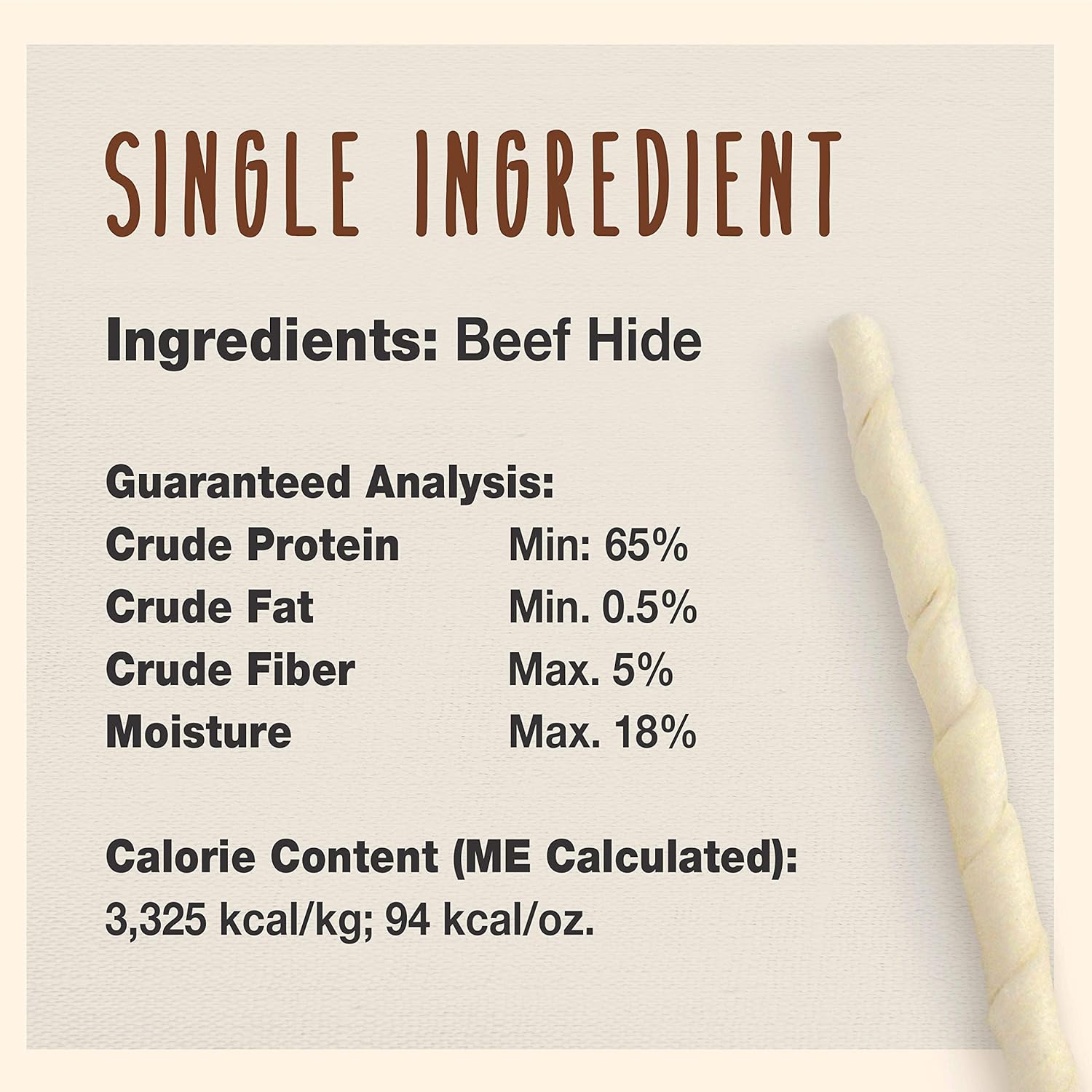 Cadet Beef Hide Rawhide Twists 5-Inch Dog Chews 100 Count Long Lasting