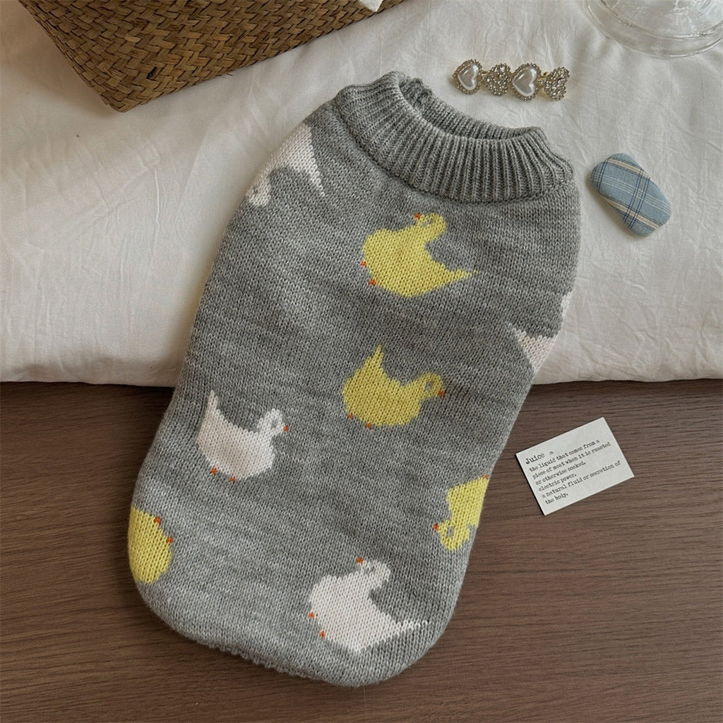 Grey Fair Isle Sweater Little Dog Teddy Sweater Autumn And Winter