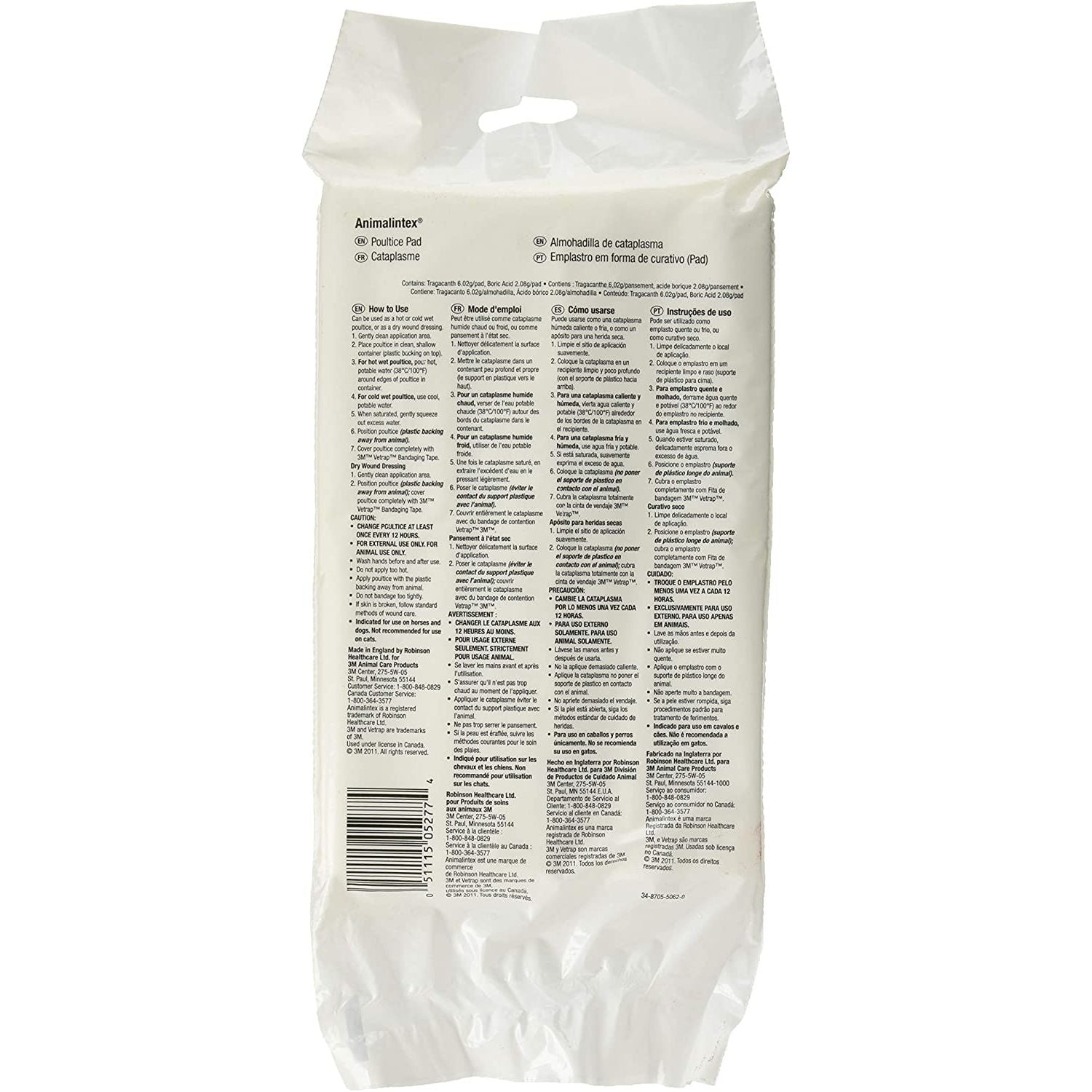 3M Animalintex Hoof & Leg Poultice Pad Horse Wound Care Abscess Treatment 8 x 16 Inch