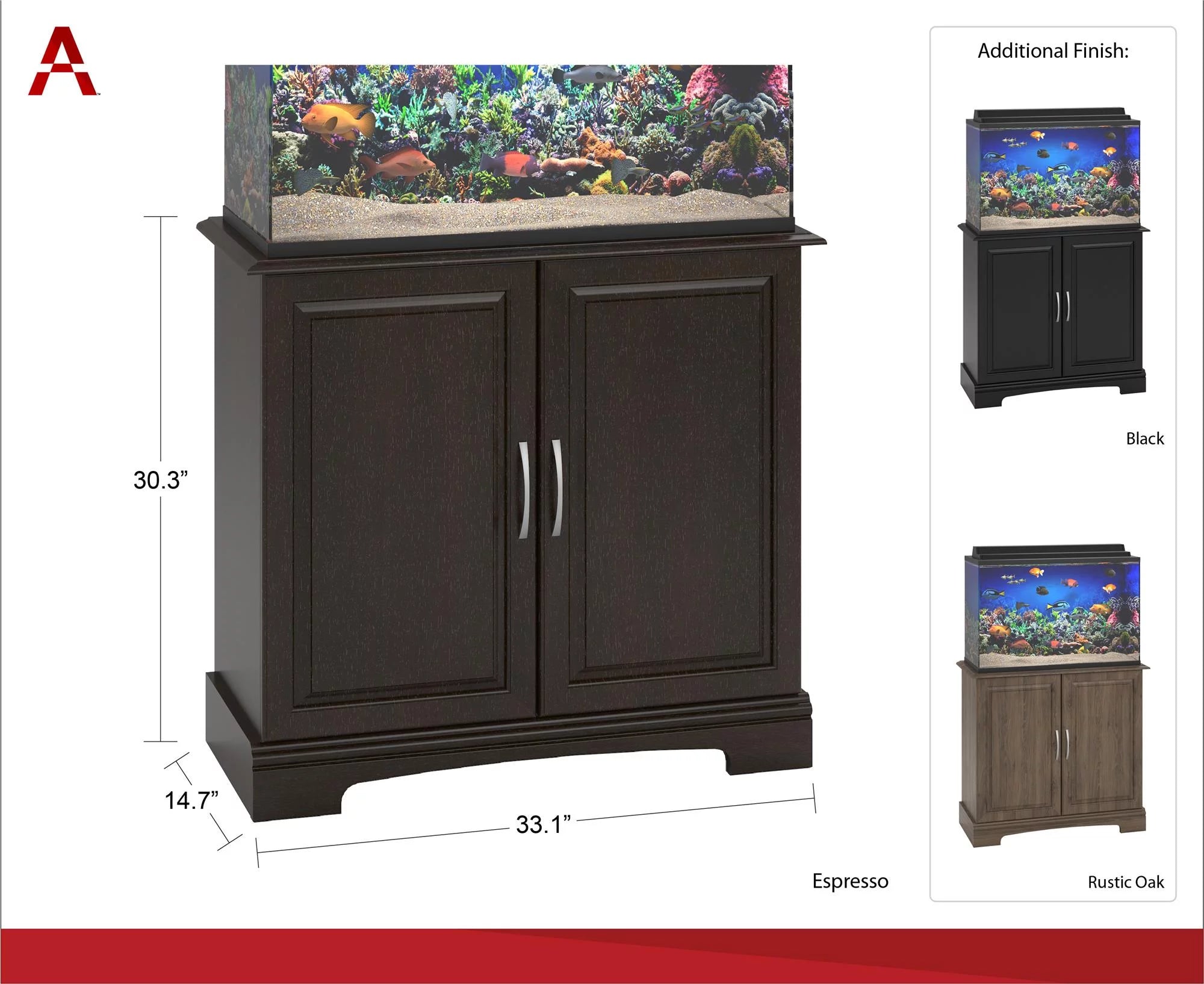 Alta Vista 29 - 37 Gallon Aquarium Stand, Rustic Oak