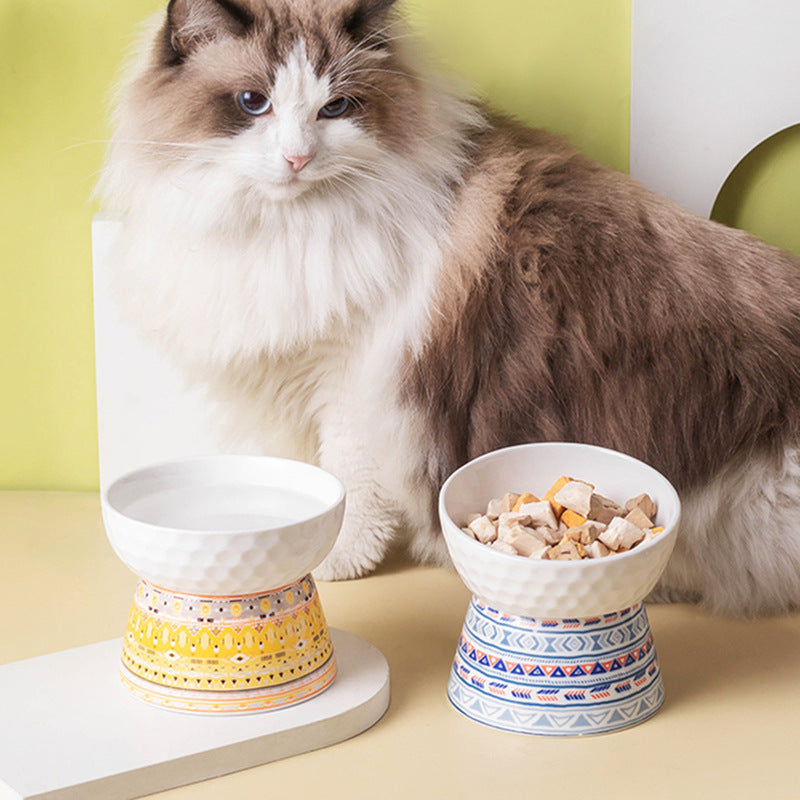 Pet Ceramic High Foot Protective Cervical Bowl