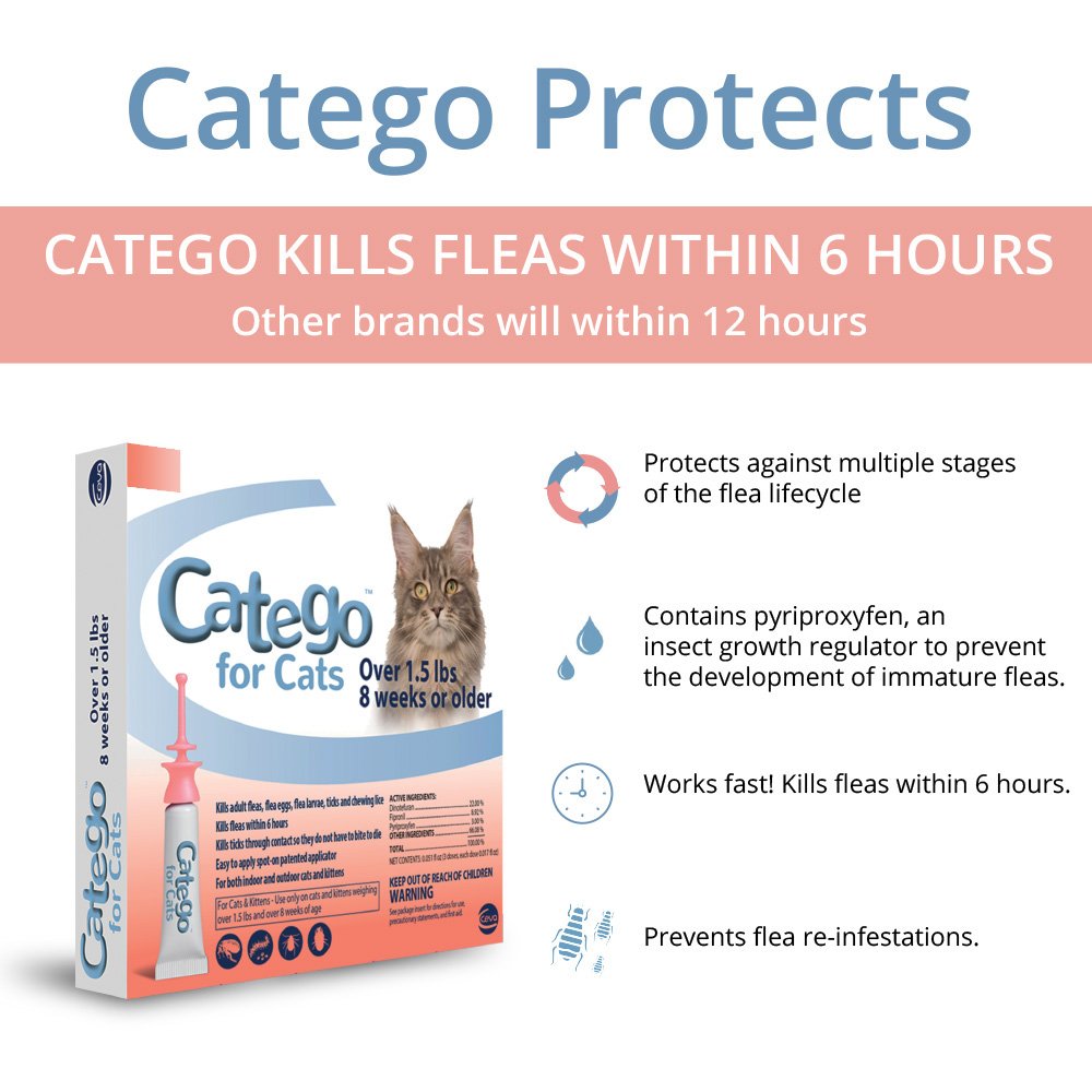 Catego Flea & Tick Spot Treatment for Cats 1.5+ lb Single Dose 1 Month