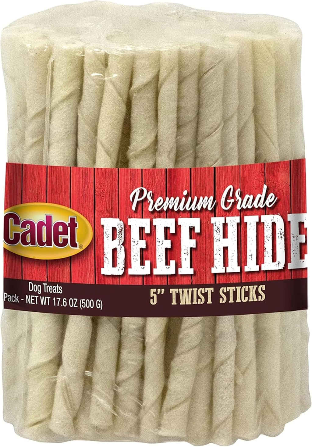 Cadet Beef Hide Rawhide Twists 5-Inch Dog Chews 100 Count Long Lasting