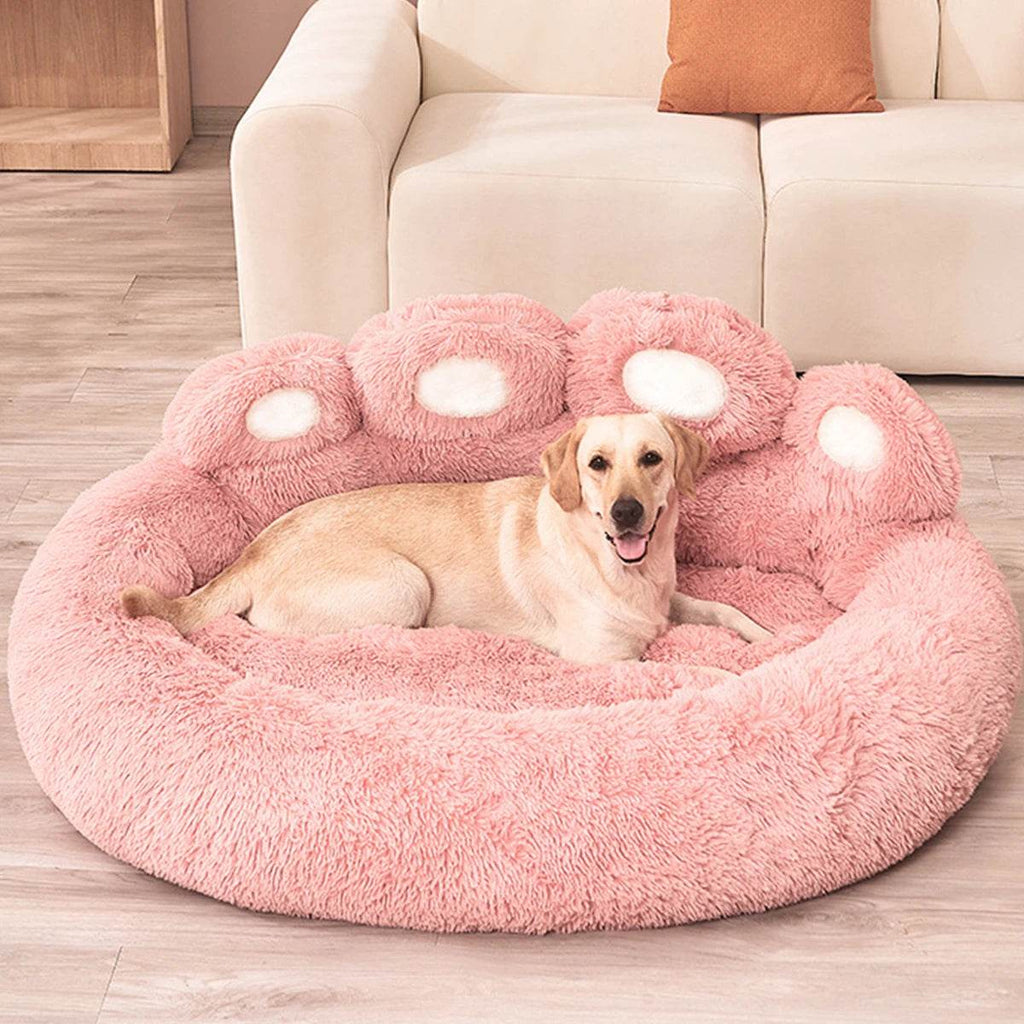 Big Paw Plush Pet Sofa Bed – Washable Dog & Cat Bed with Calming Raised Edges (Small to XL)