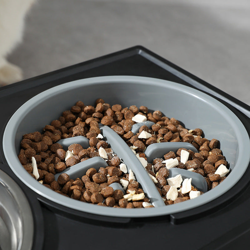 Pet Adjustable Elevated Stainless Steel Vertical Anti-choke Slow Food Dog Bowl