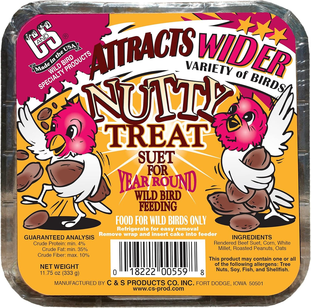 C&S Nutty Suet Treat 11.75 oz Wild Bird Suet Cake Seeds & Nuts Year-Round