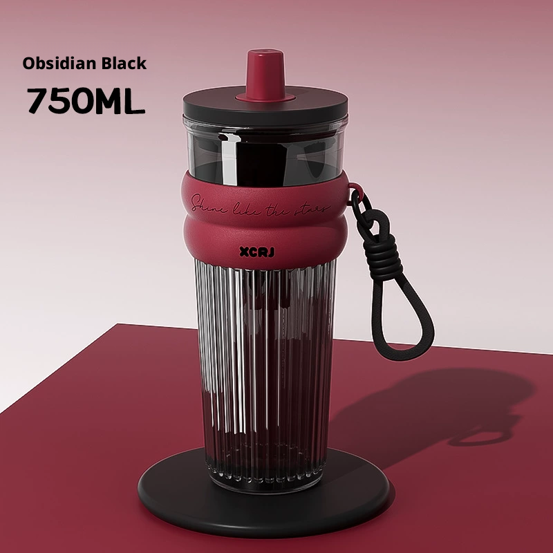 Straw large capacity water cup-gray-1 piece