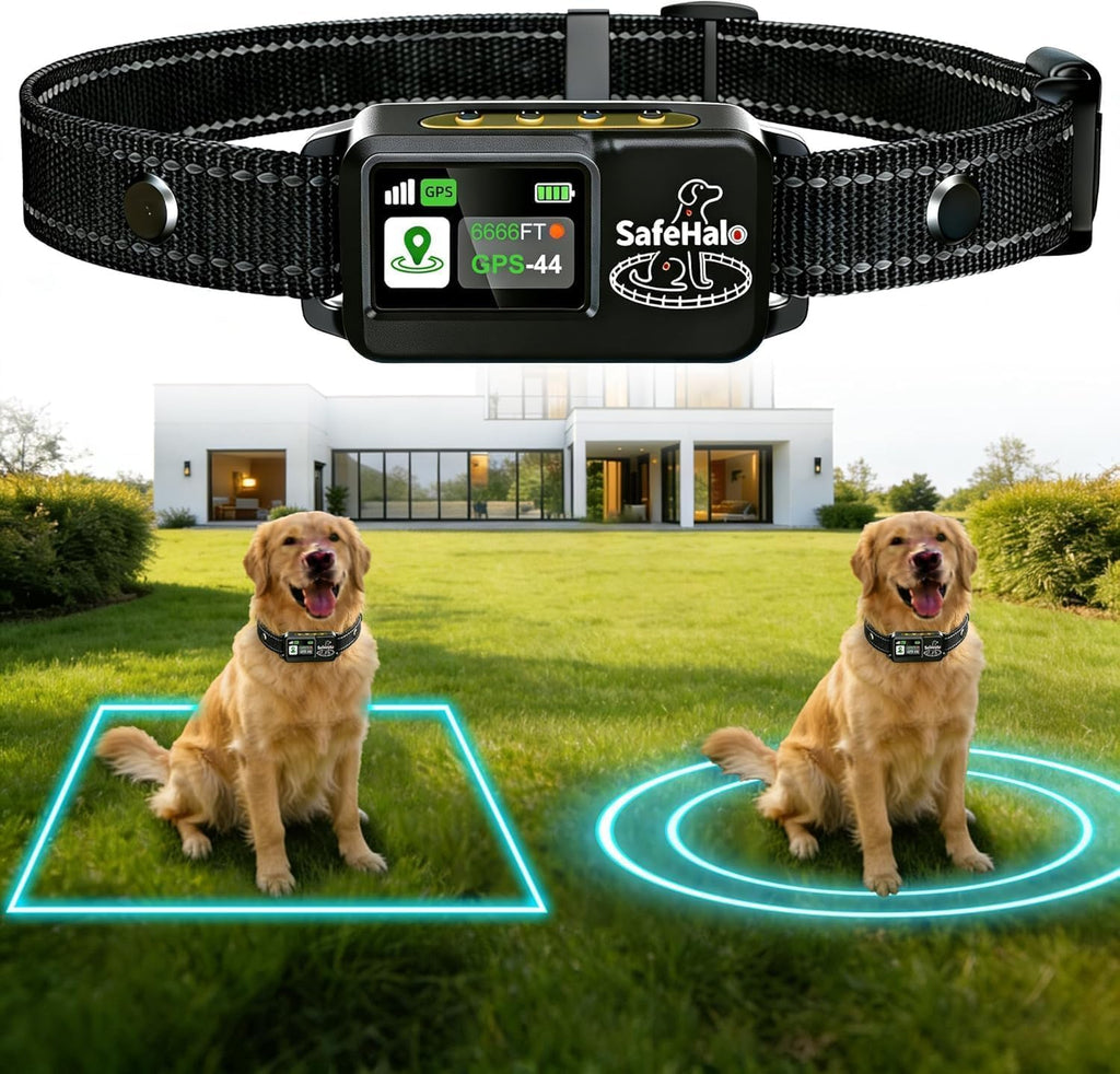 GPS Wireless Dog Fence System Waterproof Rechargeable for up to 2 Dogs
