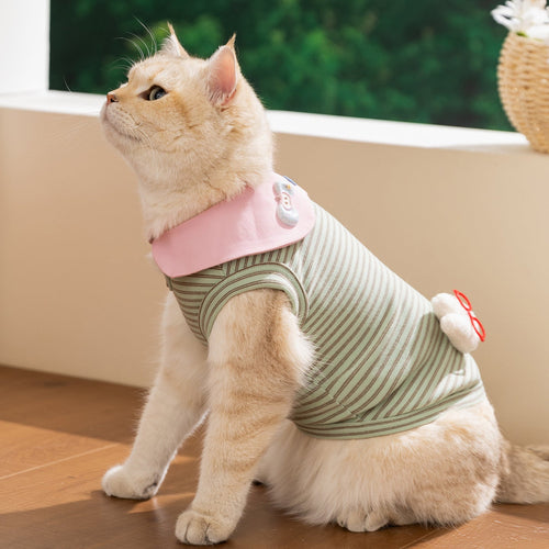 Breathable Thin-Style Striped Tank Top For Cats
