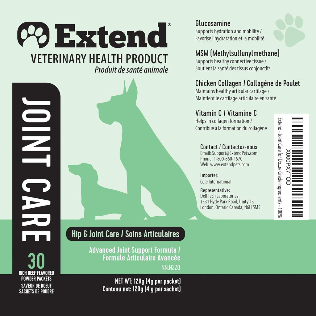 Dog Joint Supplement Powder Glucosamine Chondroitin MSM Collagen 30Ct