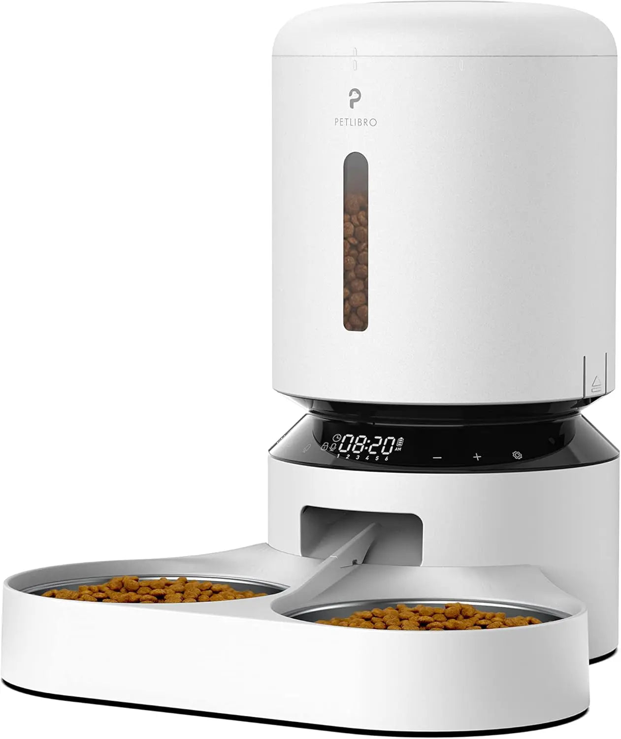 Automatic Cat Feeder with Timer, 6 Meals/Day, Freshness Lock & Low Food Sensor. Smart Dry Food Dispenser for Cats & Dogs
