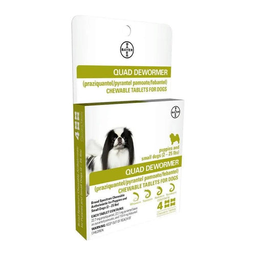 Bayer Quad Dewormer Chewable Tablets for S M L Dogs