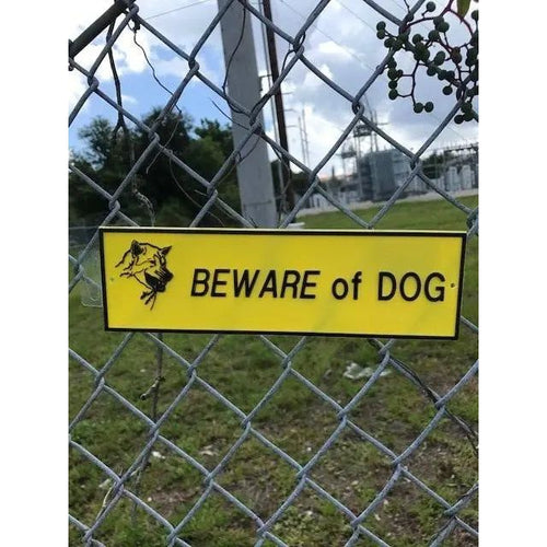 Beware Of Dog Signs Plastic Durable & Visible Black or Yellow 9 x 11" or 3 x 10"