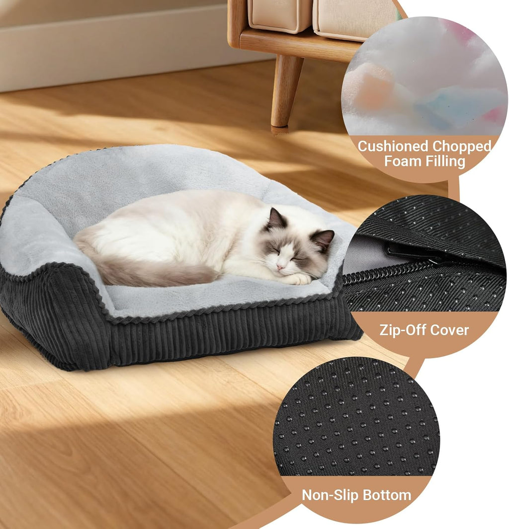 Cat Couch Bed Faux Fur Pet Sofa Washable Non Slip Small Pets