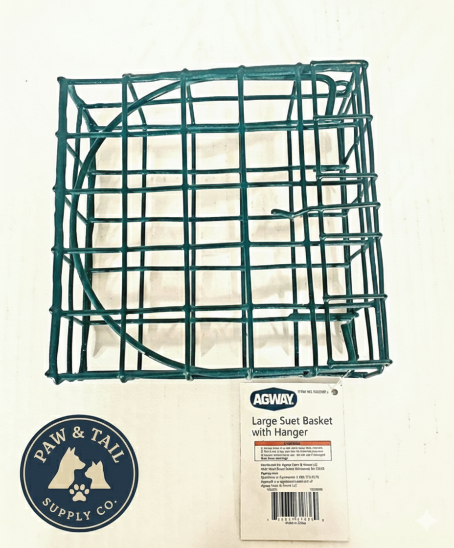 C&S Nutty Suet Treat Bird Cake 11.75 oz & Large Suet Basket Feeder Combo