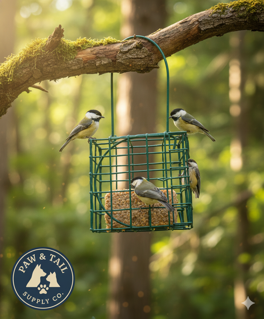 C&S Berry Suet Treat Bird Cake 11.75 oz & Large Suet Basket Feeder Combo