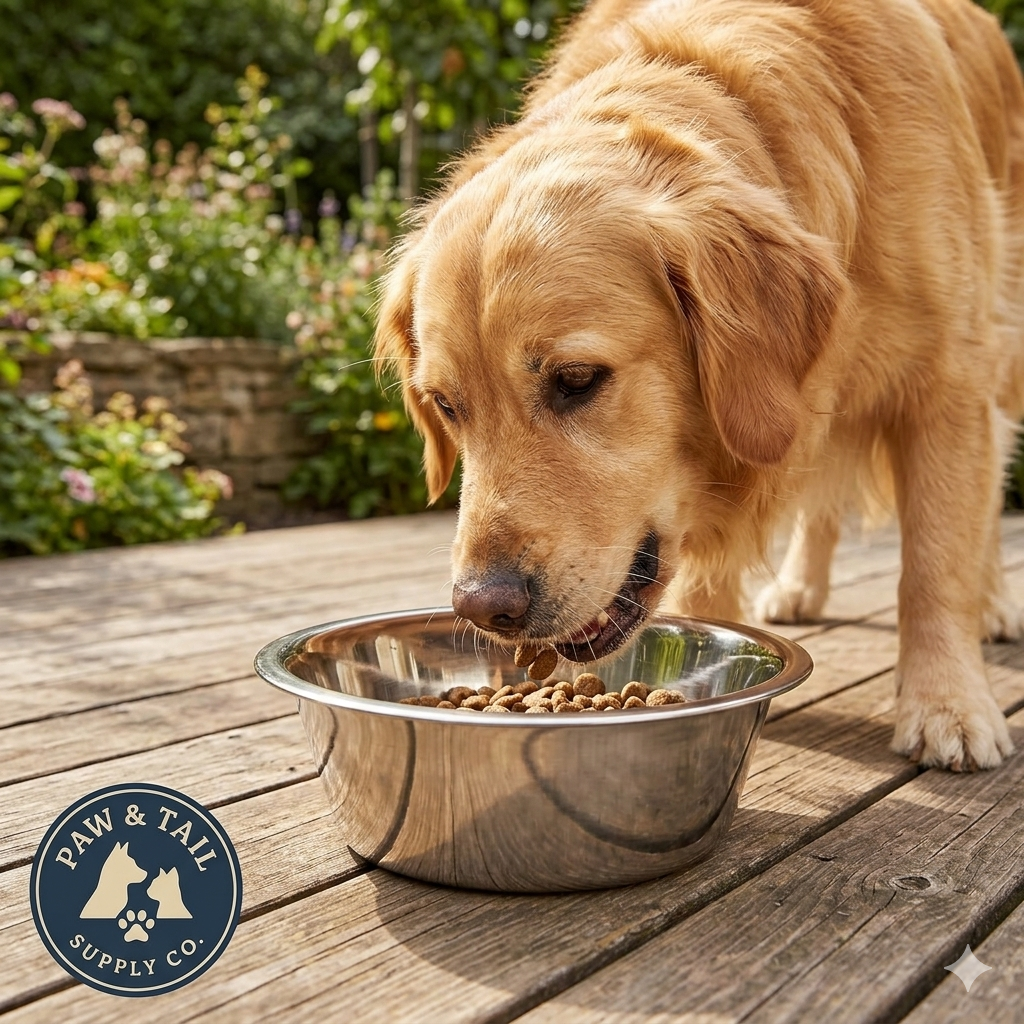 Bergan Stainless Steel Dog Bowl 17 Cup Capacity Durable Wide Base Food & Water Dish