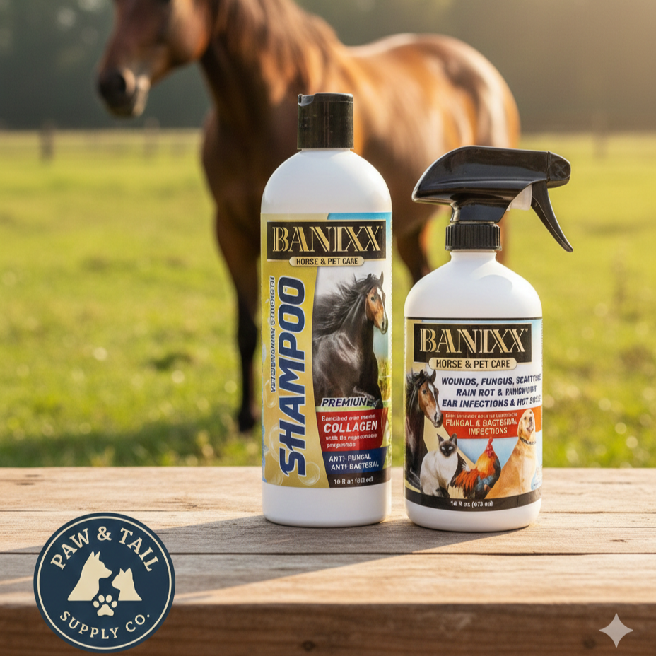 Banixx Shampoo & Spray 16 oz – Horse & Dog Skin & Coat Care Combo – USA Made