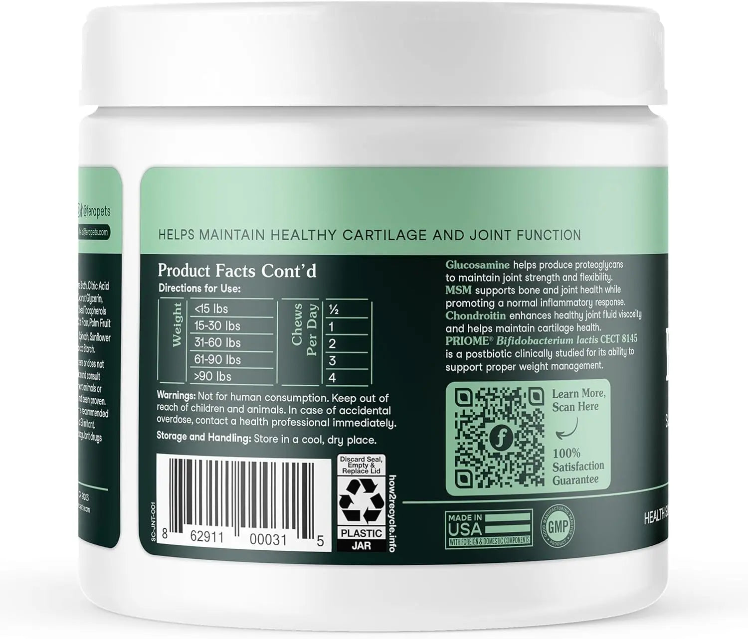 Hip & Joint Supplement for Dogs – 90 Soft Chews, Glucosamine & MSM
