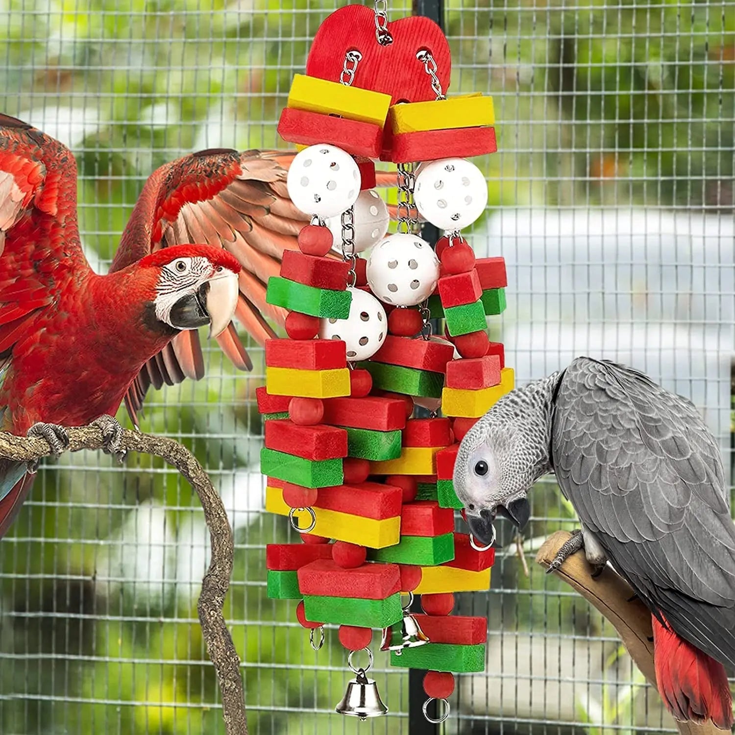 Large Parrot Chew Toy 22” for Macaws, African Grey, Cockatoo & Amazon Birds