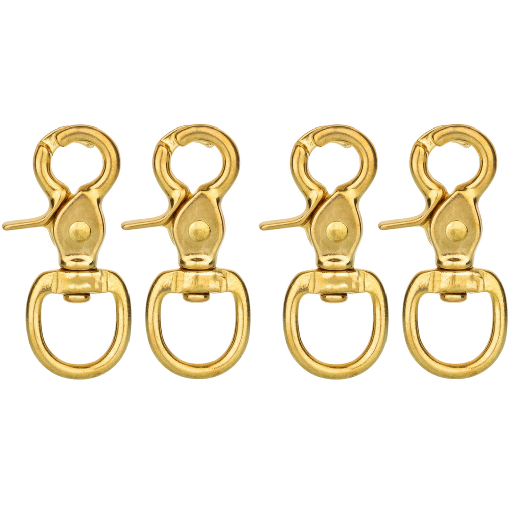 Horse Tack Solid Brass Trigger Snap Square Eye Snap Loop Eye 2-1/2" 4-Pack