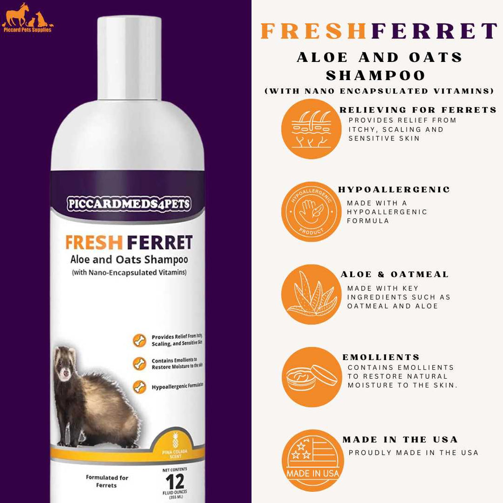 Piccardmeds4pets Fresh Ferret Aloe & Oatmeal Shampoo Gentle Care 12 oz.