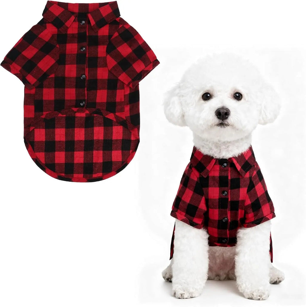 Plaid Dog Polo Shirt Soft Pet Outfit for Small & Medium Dogs and Cats
