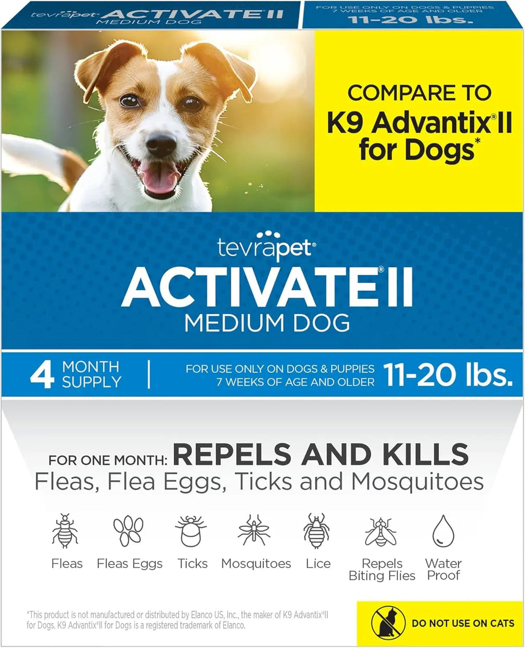 TevraPet Activate II Flea & Tick for Dogs 11–20 lbs – 4 Month Supply