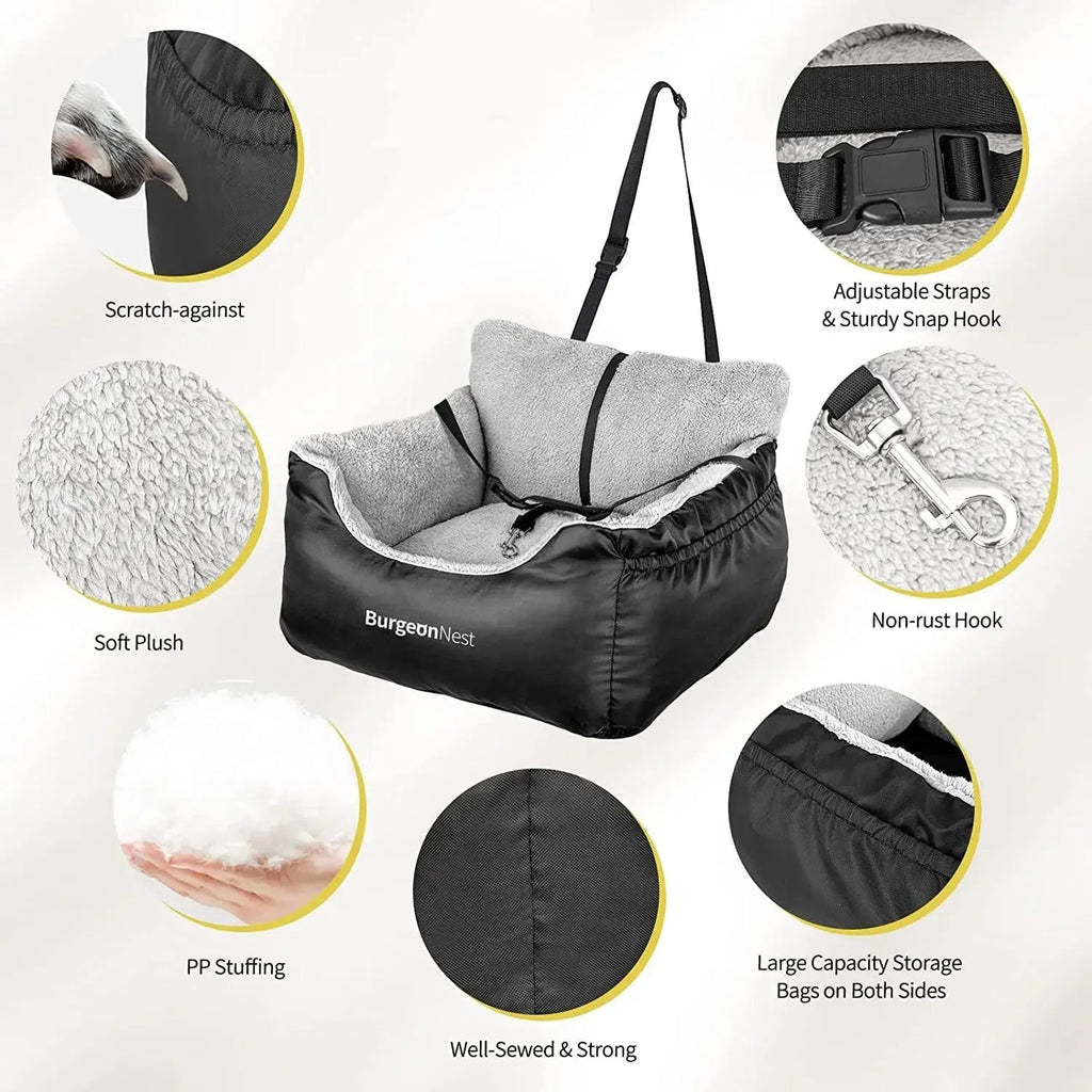 Washable Pet Car Seat Booster for Small Dogs & Cats, Oxford Fabric