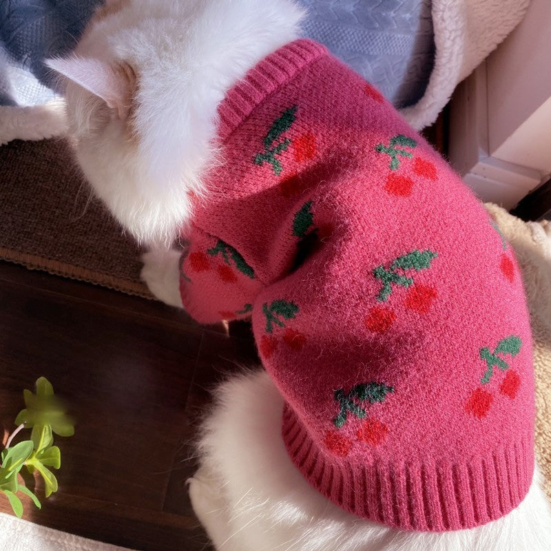 Bowknot Dog Clothes Cat Costume Hollow Knit Dog Sweater