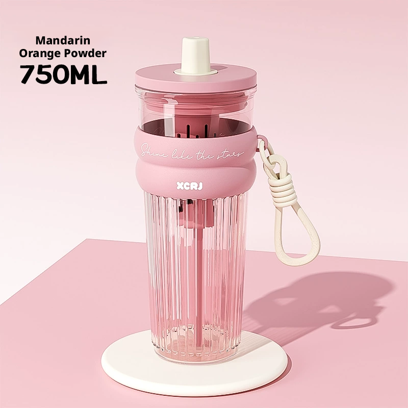 Straw large capacity water cup-gray-1 piece
