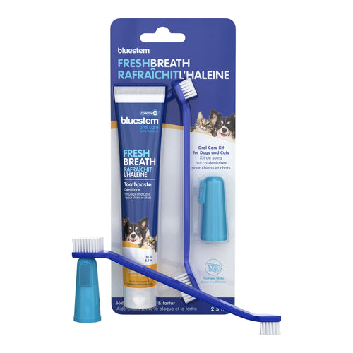 bluestem coactiv+ Oral Dental Kit for Dogs and Cats – Toothpaste, Toothbrush & Finger Brush