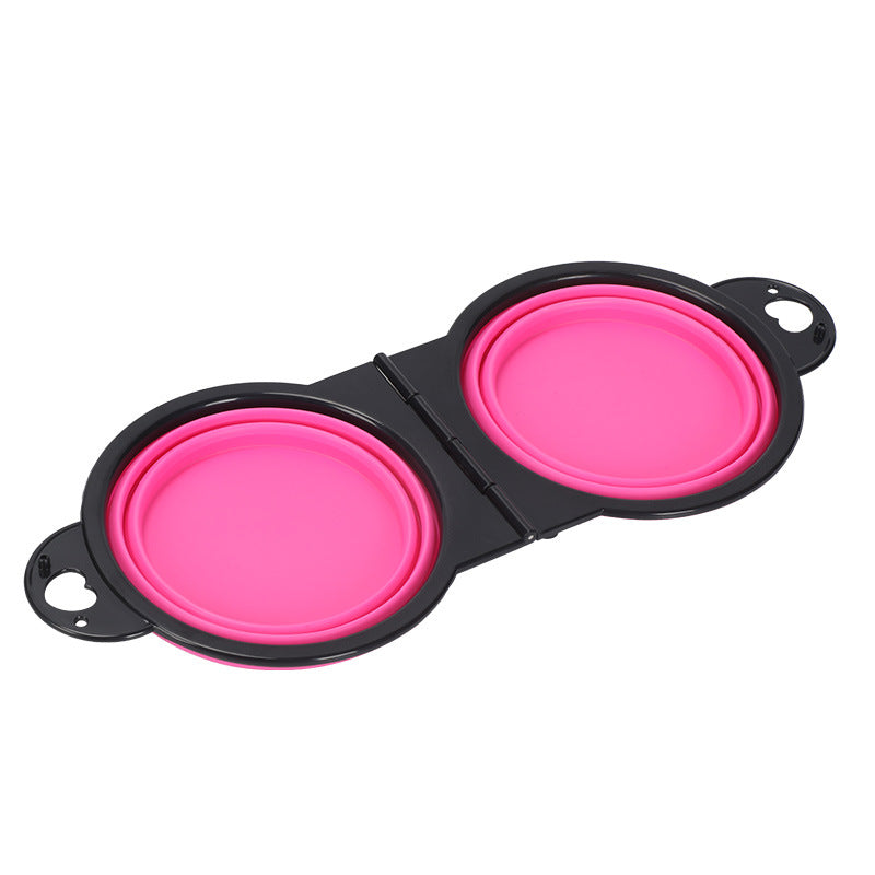 Silicone Portable Outdoor Pet Folding Out Feeder One Dog Bowl