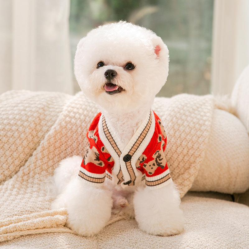 Dog Sweaters Are Cute Bear Pattern Dog Clothes For Puppies, Warm Dog Coats For Winter, Chihuahua Dog Clothing, And Lightweight Sweaters For Pet Cats In Autumn