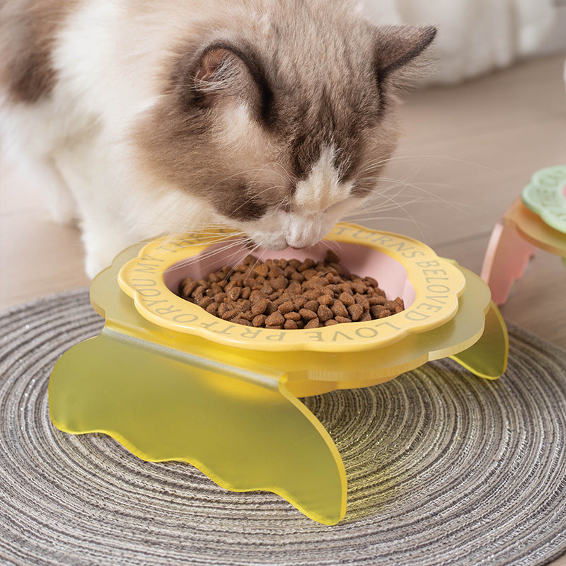 Neck Anti-tumble Acrylic Lace Ceramic Cat Bowl