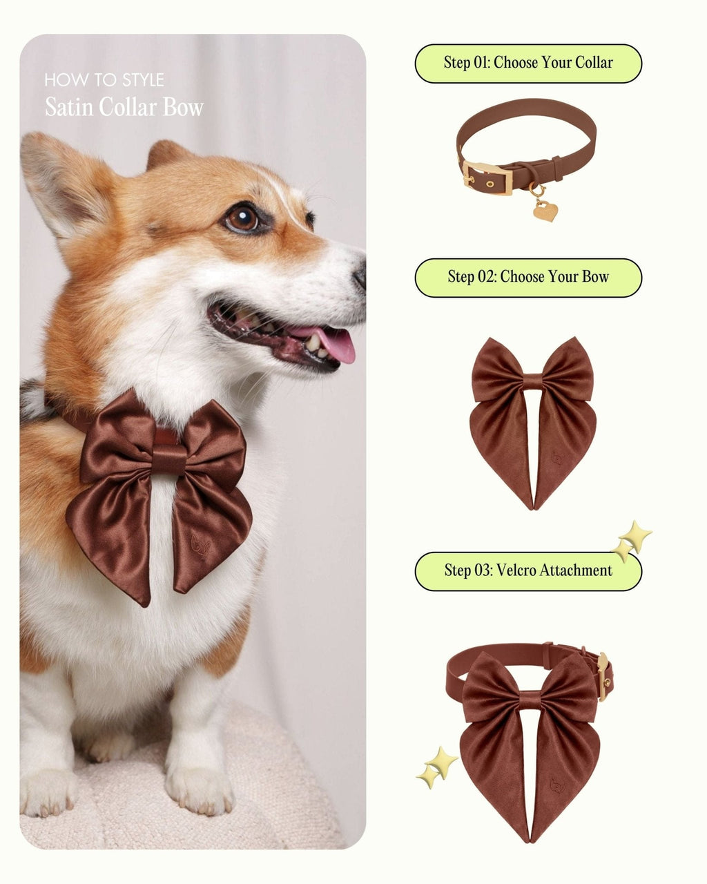 Satin Collar Bow 2.0 - Cocoa