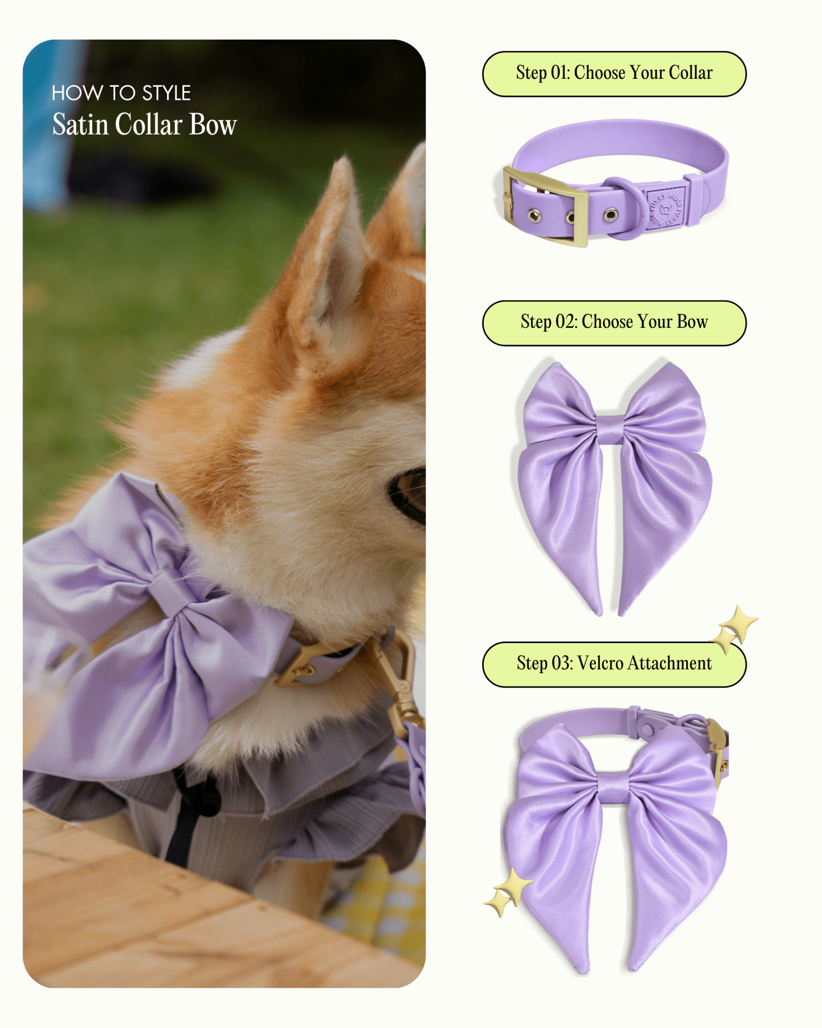 Satin Collar Bow 2.0 - Lilac