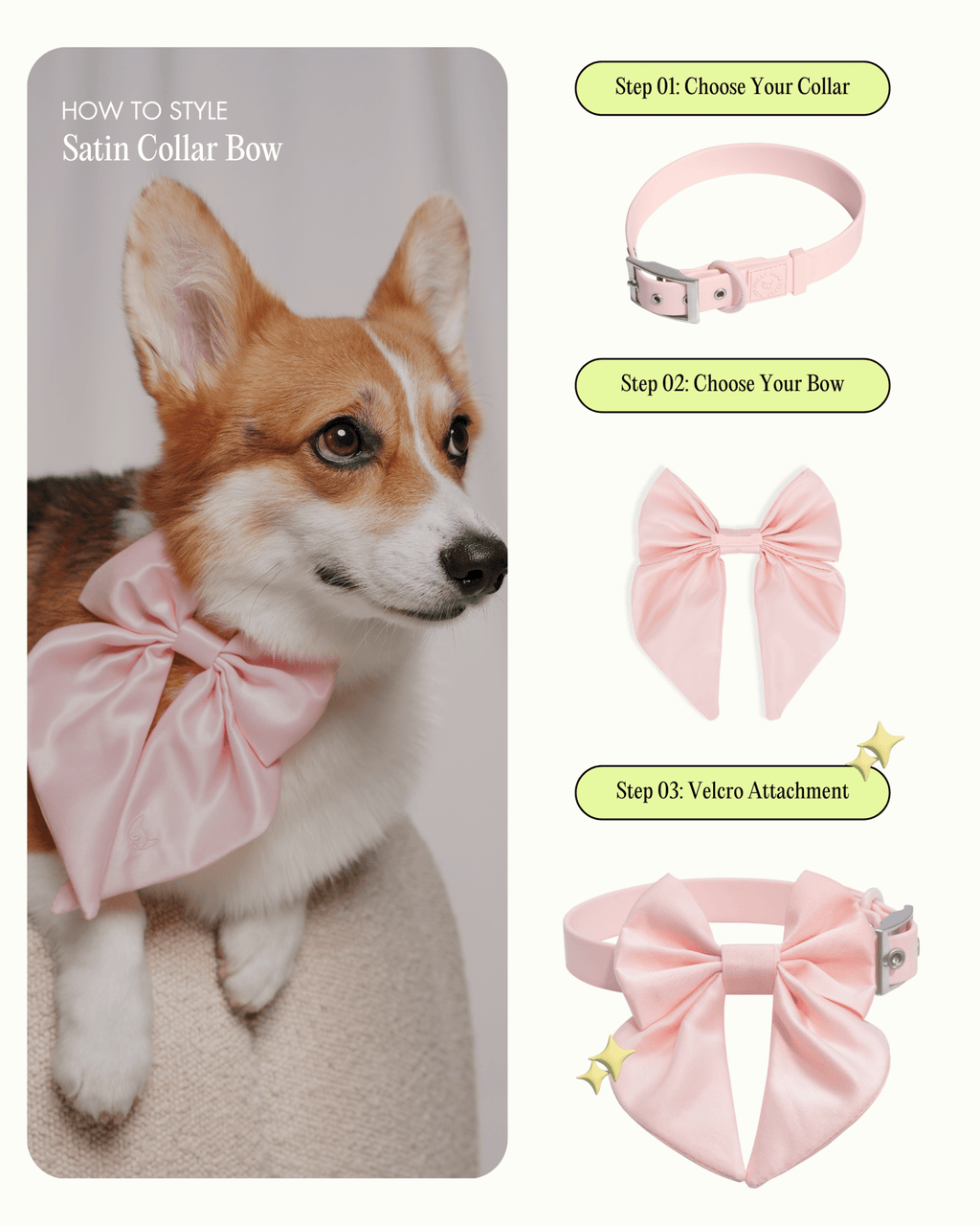 Satin Collar Bow - Blossom