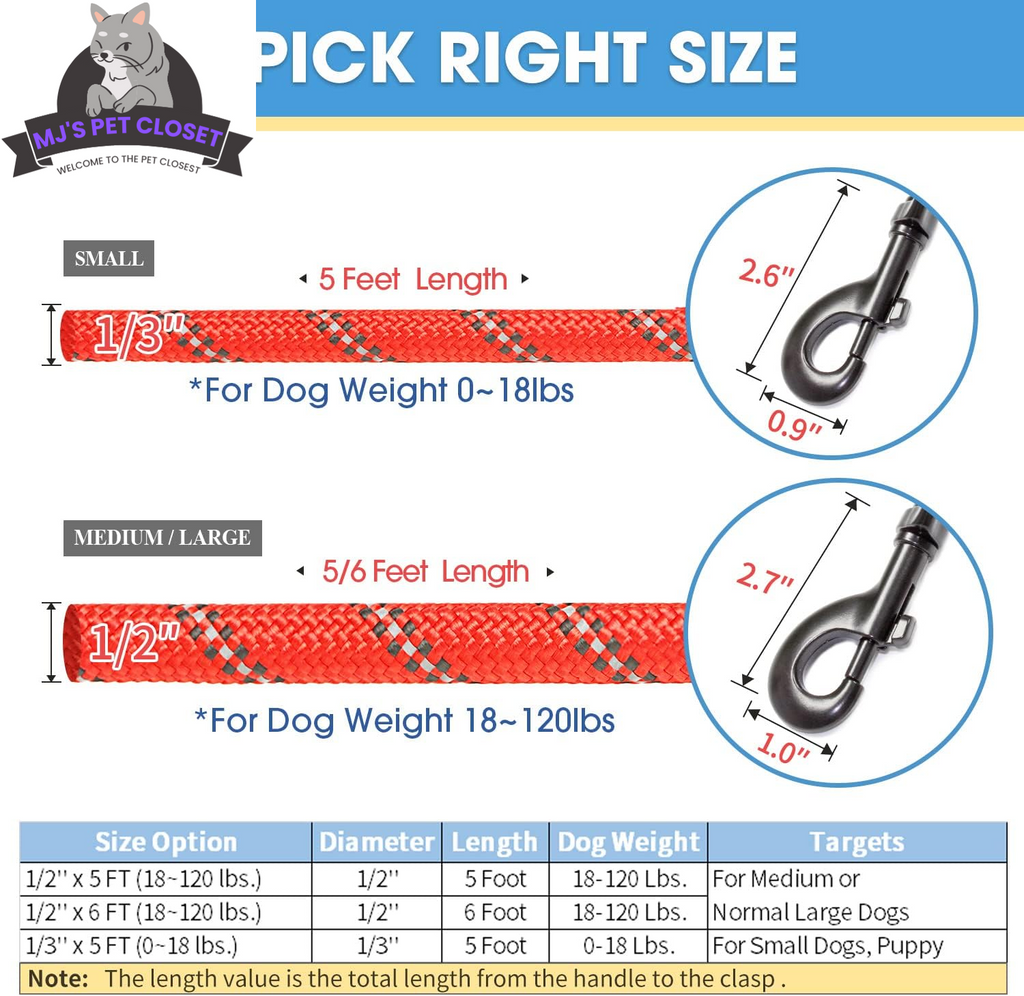Upgrade your walks with our 2-Pack 5/6 FT Dog Leashes! 🐾✨ Featuring comfy padded handles and reflective threads for safety, perfect for all dog sizes! 🐶❤️
